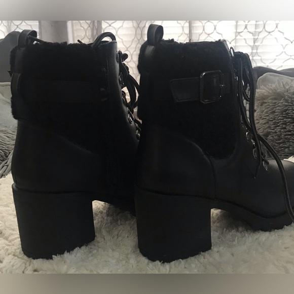 New Top Guy Pluto Faux Shearling Cuff Lug Sole Bootie - Picture 9 of 13